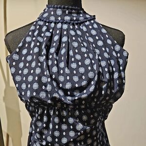 Chic Black and White Patterned Halter Jumpsuit